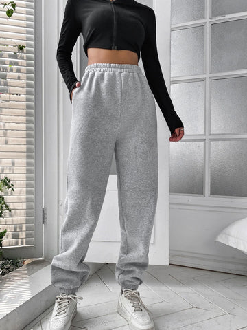 Elastic Waist Slant Pocket Sweatpants