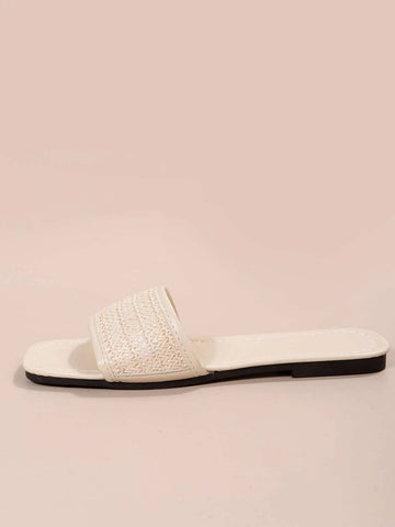 Linen Single Band Slide Sandals
