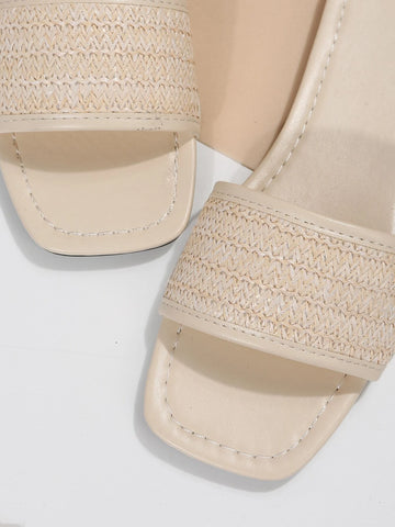 Linen Single Band Slide Sandals