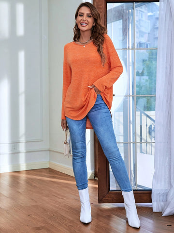 Raglan Sleeve Curved Hem Tee