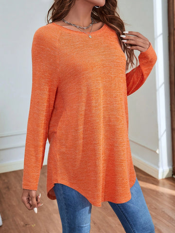 Raglan Sleeve Curved Hem Tee