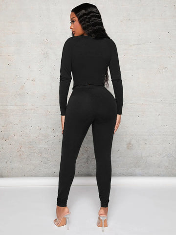 Sweetheart Neck Split Hem Top & Leggings