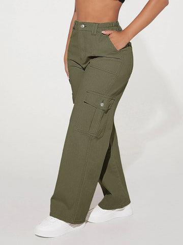 PETITE High Waist Flap Pocket Cargo Jeans