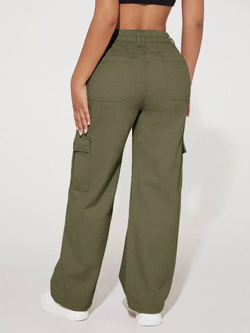 PETITE High Waist Flap Pocket Cargo Jeans