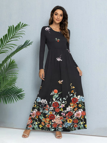 DEARCASE Floral Print Hidden Pocket Maxi Dress