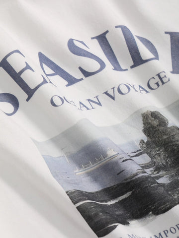 DAZY Landscape & Slogan Graphic Drop Shoulder Tee