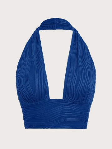 ICON Solid Backless Crop Halter Top