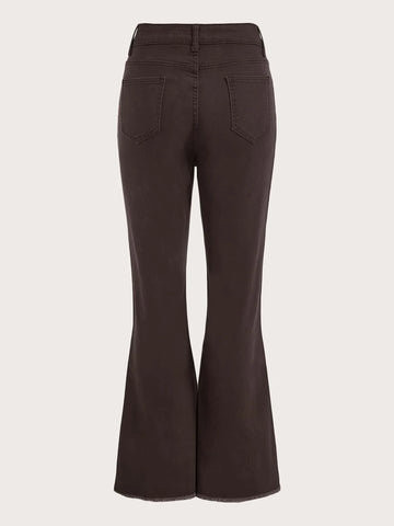 ROMWE STPL Ripped Raw Hem Flare Leg Jeans