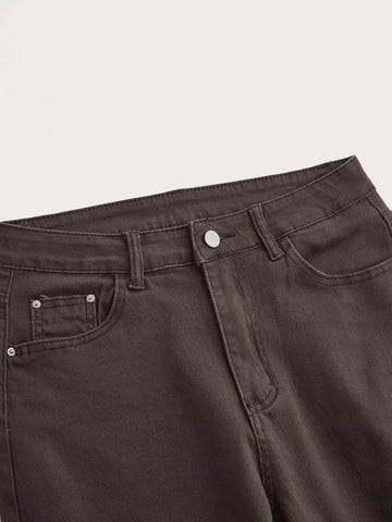 ROMWE STPL Ripped Raw Hem Flare Leg Jeans