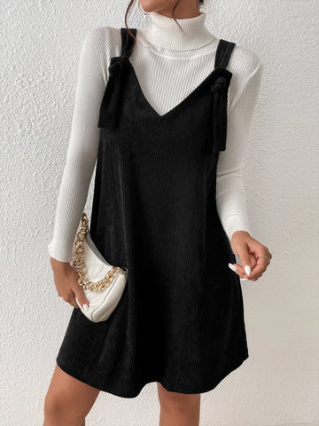 EZwear Solid Overall Dress Without Sweater