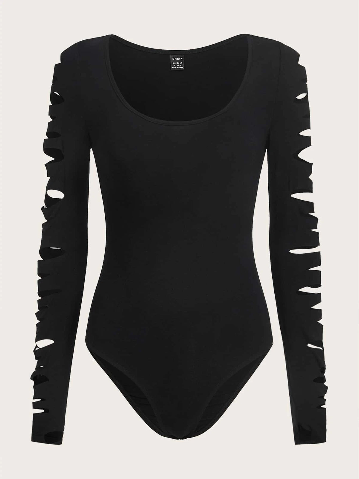 PUNK Grunge Scoop Neck Cut Out Bodysuit