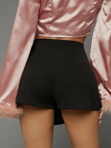 High Waist O-ring Detail Skort