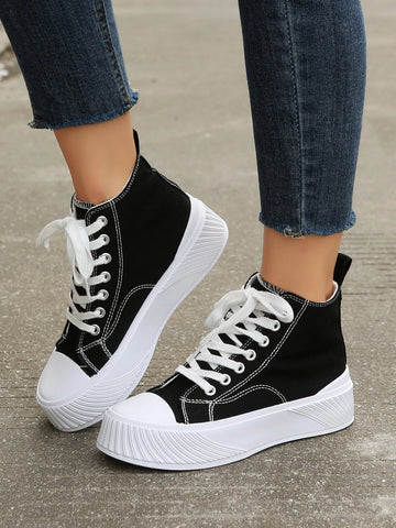 Lace-up Front High Top Canvas Shoes