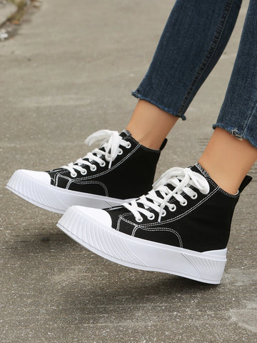 Lace-up Front High Top Canvas Shoes