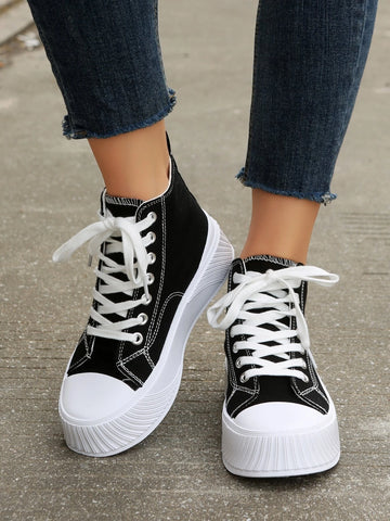 Lace-up Front High Top Canvas Shoes