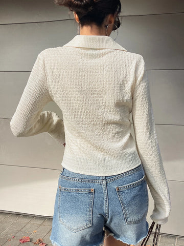 Solid Button Front Shirt