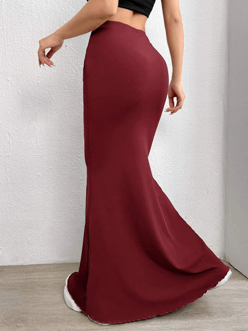 EZwear High Waist Ruched Mermaid Hem Skirt