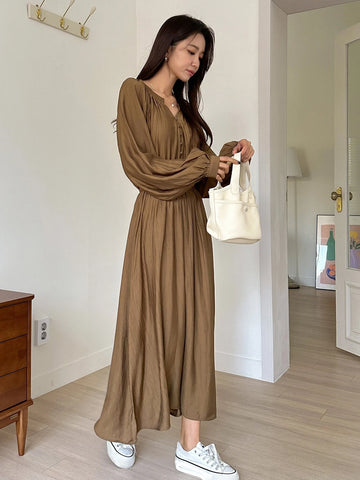 DAZY Notched Neckline Raglan Sleeve Dress