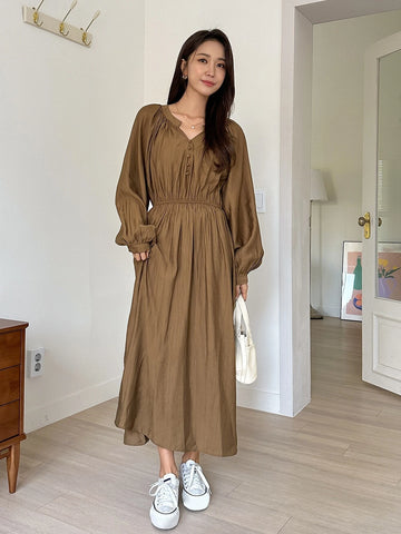DAZY Notched Neckline Raglan Sleeve Dress