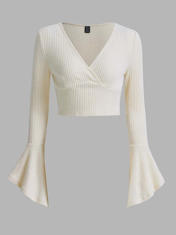 EZwear Flounce Sleeve Crop Tee