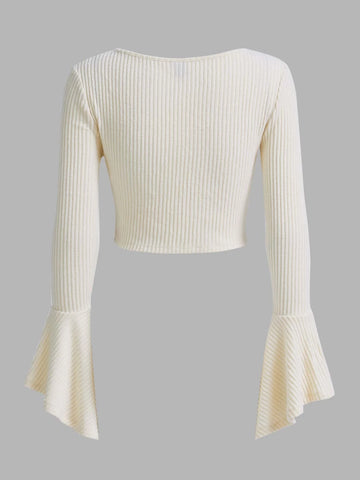 EZwear Flounce Sleeve Crop Tee