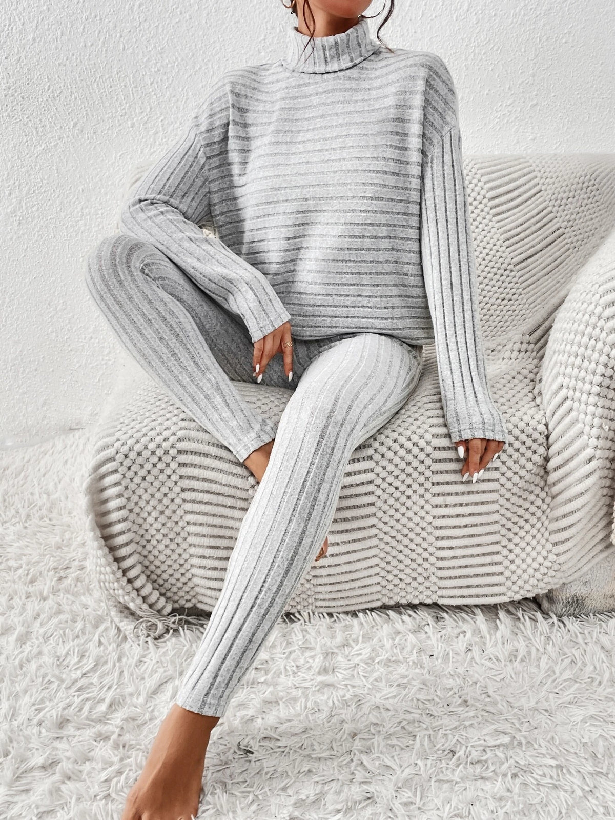 Turtleneck Drop Shoulder Tee & Leggings