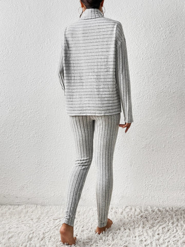 Turtleneck Drop Shoulder Tee & Leggings