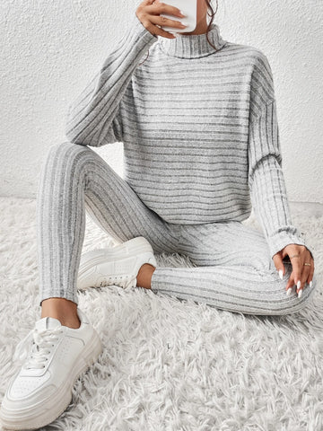Turtleneck Drop Shoulder Tee & Leggings