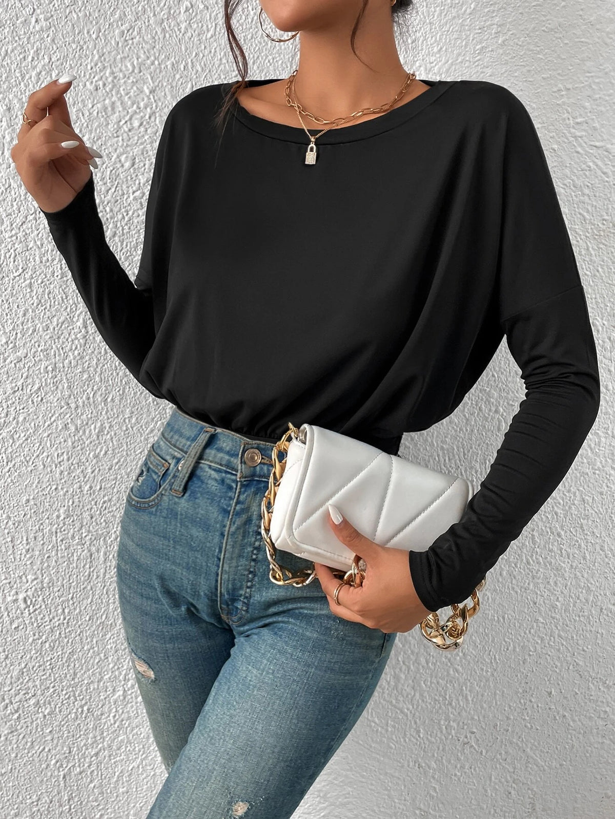 Solid Drop Shoulder Tee Bodysuit
