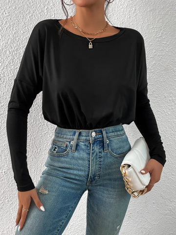 Solid Drop Shoulder Tee Bodysuit