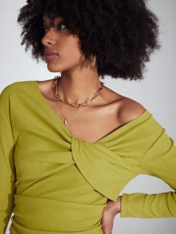 Twist Front Ruched Side Bodycon Dress