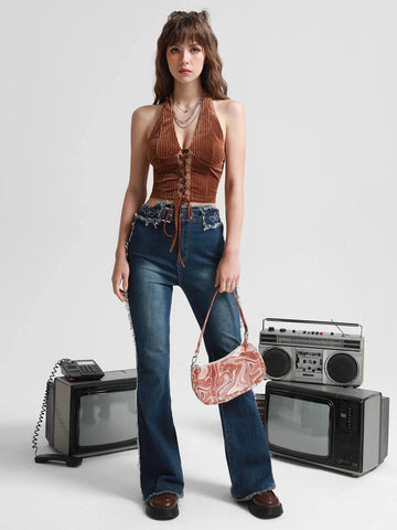 Lace Up Front Halter Top