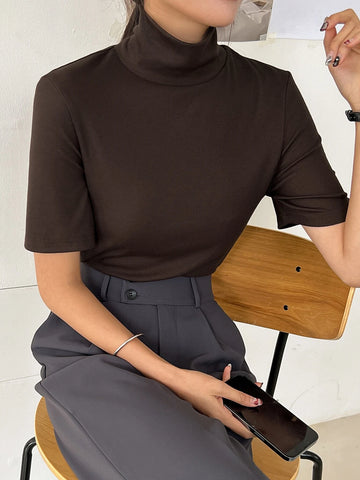 DAZY Solid High Neck Tee