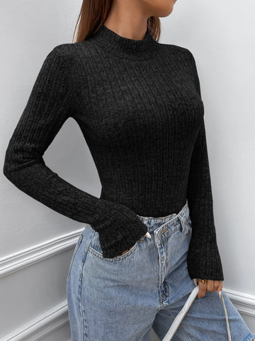 Mock Neck Rib-knit Tee Bodysuit