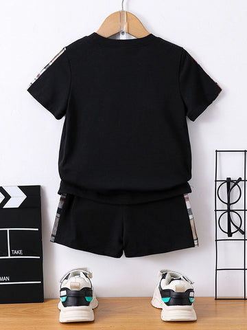 Toddler Boys Plaid Patched Pocket Tee & Shorts