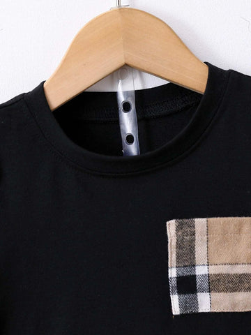 Toddler Boys Plaid Patched Pocket Tee & Shorts