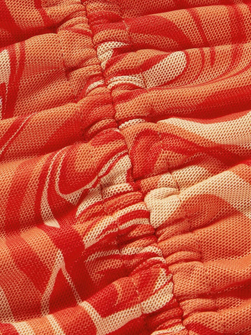 BAE Marble Print Drawstring Ruched Bodycon Dress