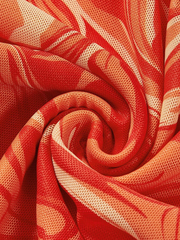 BAE Marble Print Drawstring Ruched Bodycon Dress