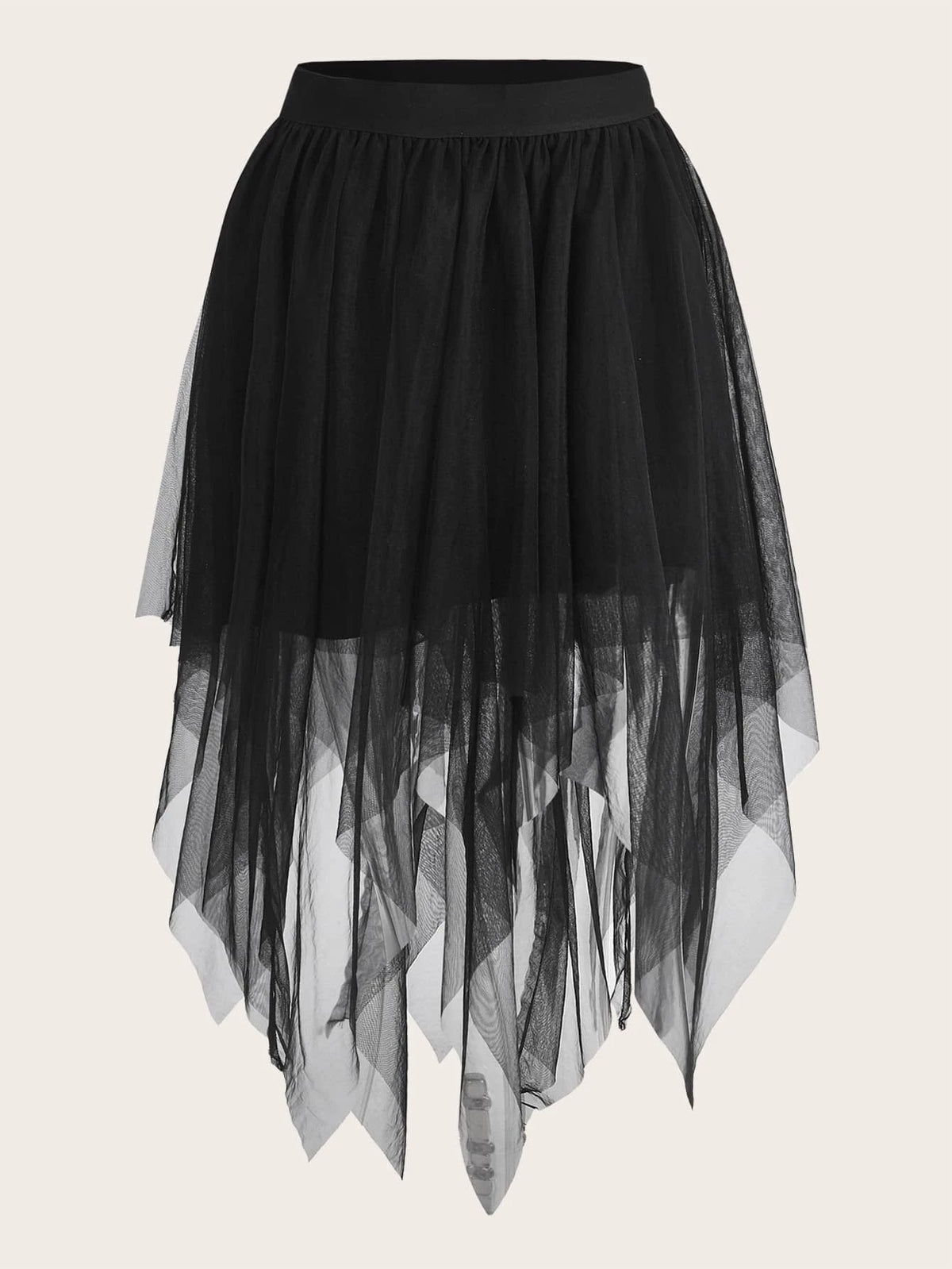 ROMWE PUNK Grunge Asymmetrical Hem Mesh Skirt