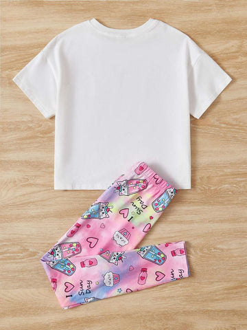 Girls Cartoon Graphic Tee & Leggings