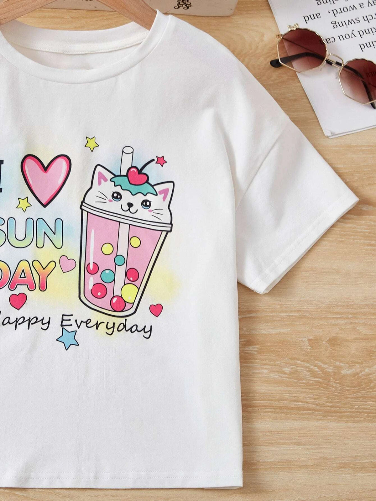 Girls Cartoon Graphic Tee & Leggings