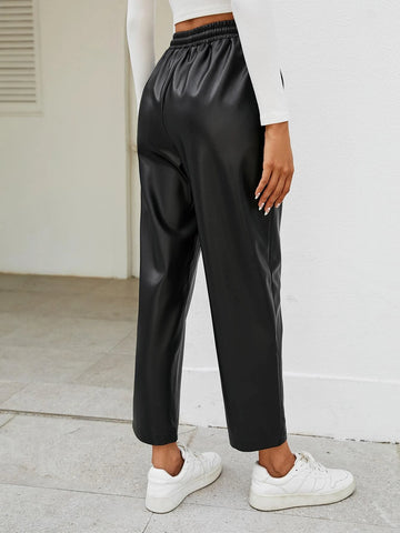 Drawstring Waist Slant Pockets Pants