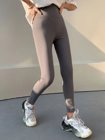 DAZY Wide Waistband Solid Leggings