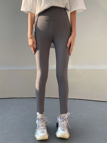 DAZY Wide Waistband Solid Leggings