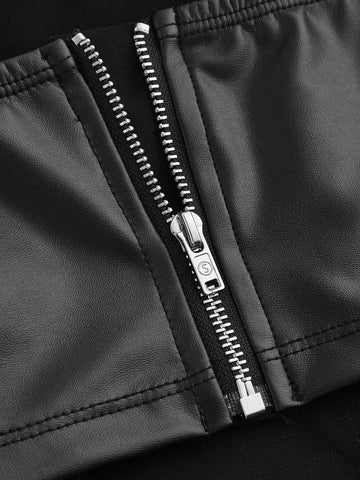 ICON Lace Up PU Leather Tube Top & Bodycon Skirt