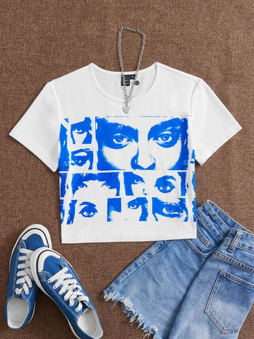 90s Figure Graphic Crop T-shirt