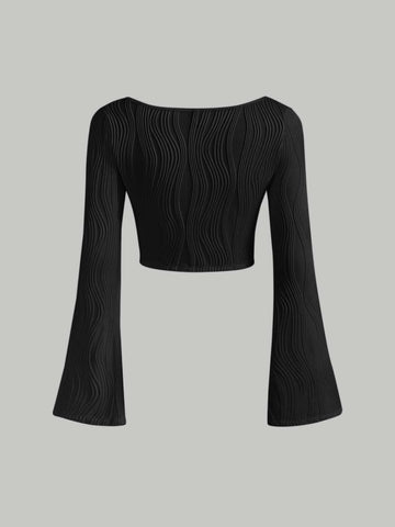 MOD Square Neck Asymmetrical Hem Crop Tee
