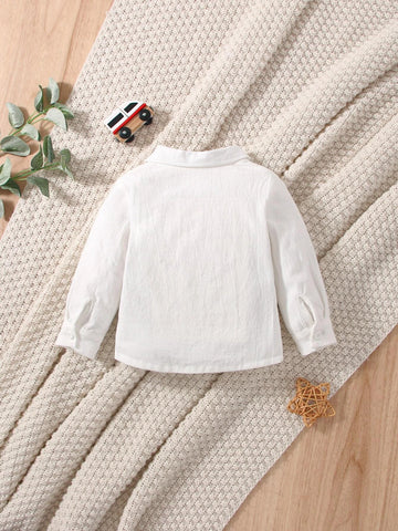 Baby Dinosaur Embroidery Patched Pocket Shirt