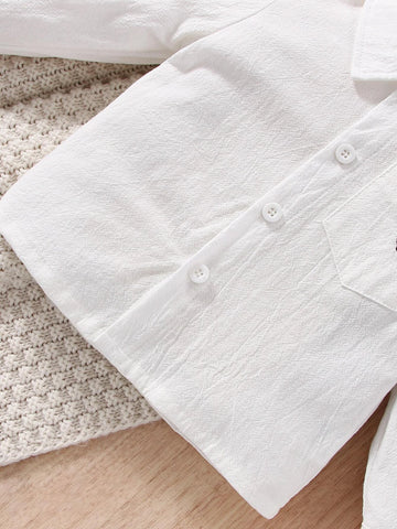 Baby Dinosaur Embroidery Patched Pocket Shirt