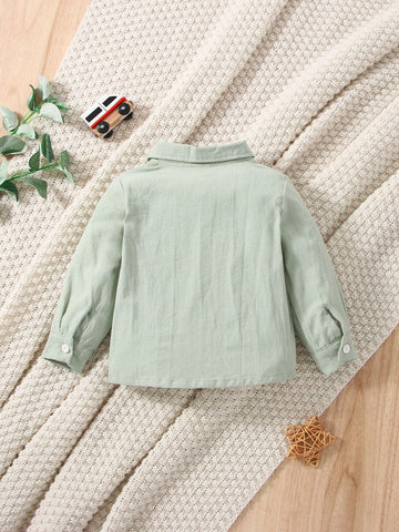 Baby Dinosaur Embroidery Patched Pocket Shirt